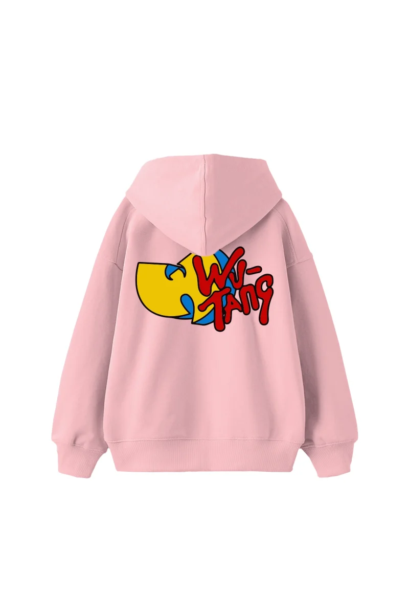 Wu Tang Baskılı Oversize Unisex Pembe Hoodie