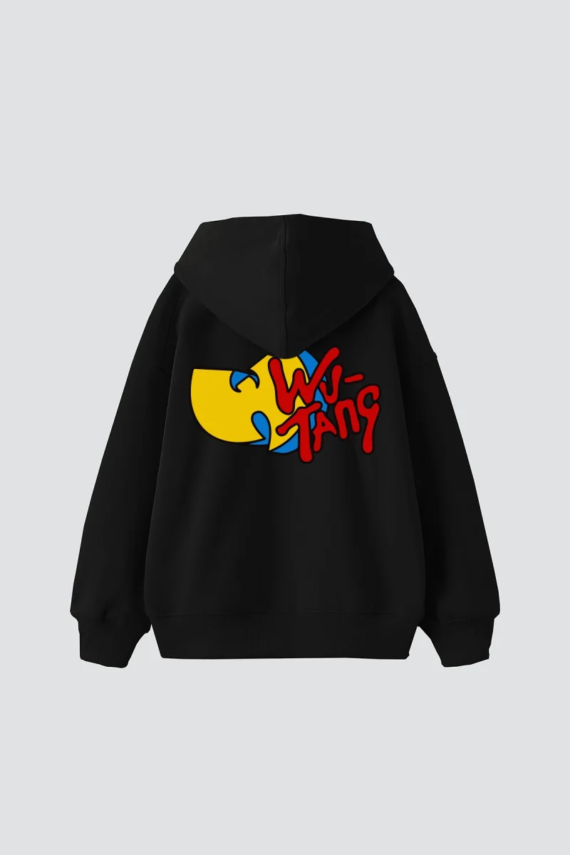 Wu Tang Baskılı Oversize Unisex Siyah Hoodie