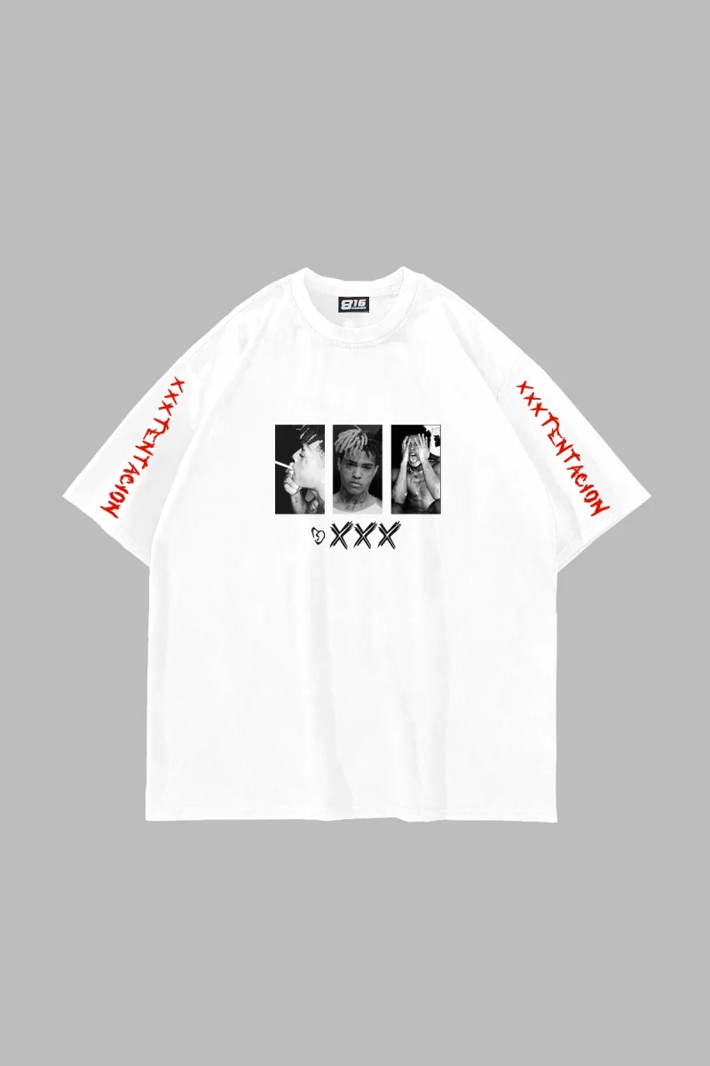 XXXTentacion Baskılı Oversize Unisex Beyaz Tshirt
