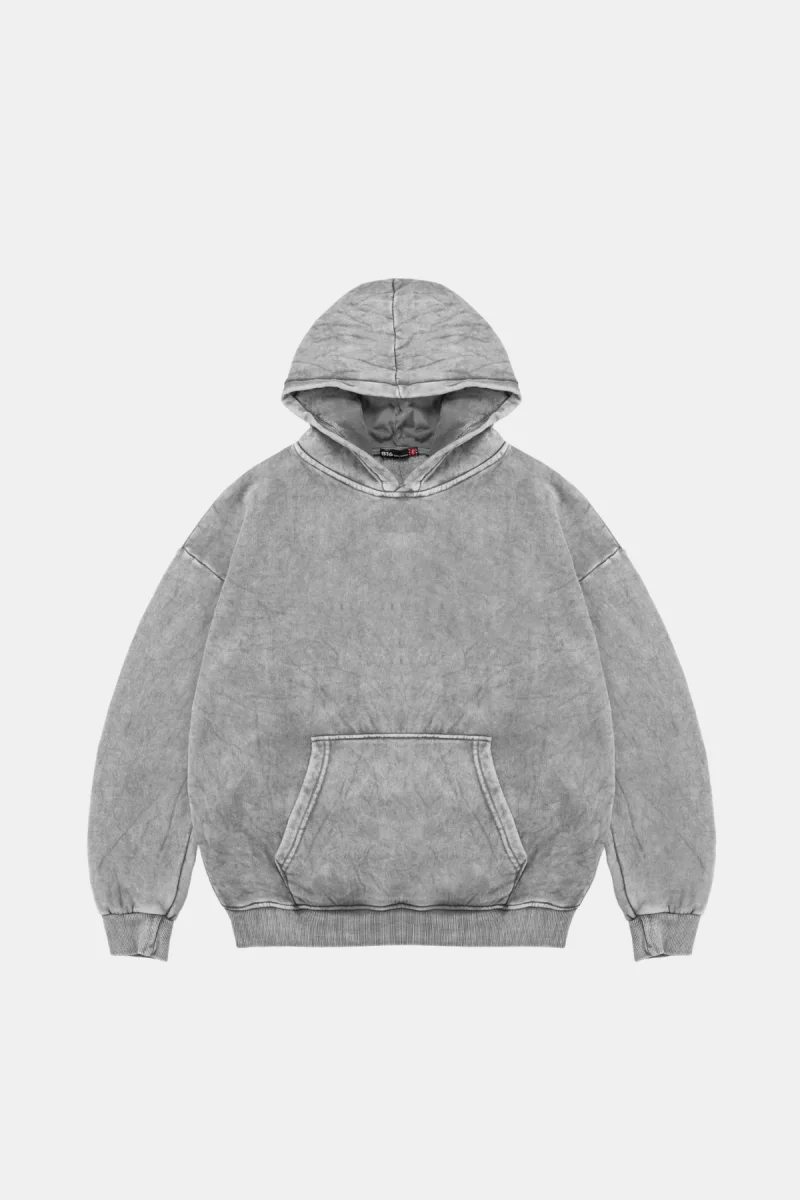 Yıkamalı Beyaz Basic Oversize Unisex Hoodie