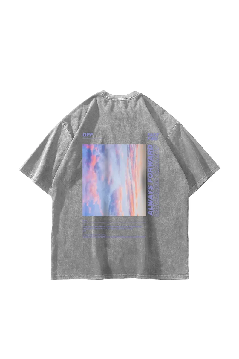 Yıkamalı Beyaz 1989 Sırt Baskılı Oversize Unisex Tshirt