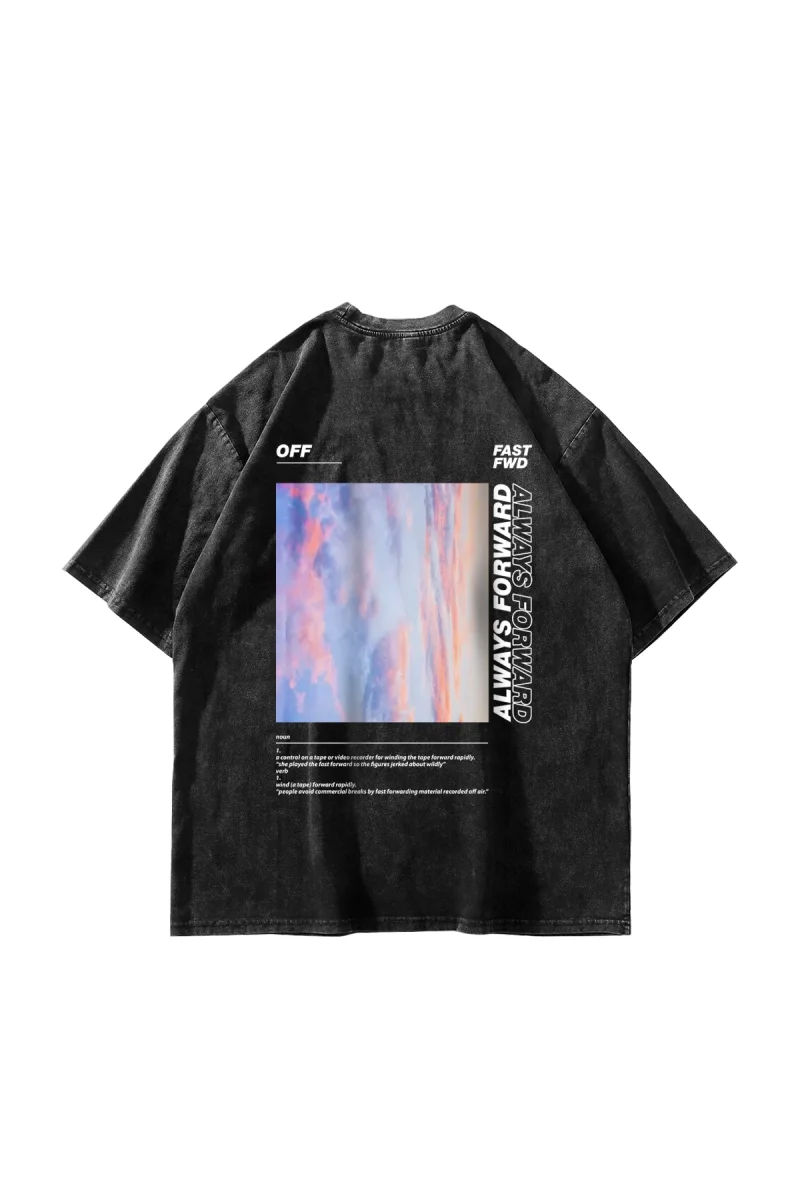 Yıkamalı Siyah 1989 Sırt Baskılı Oversize Unisex Tshirt