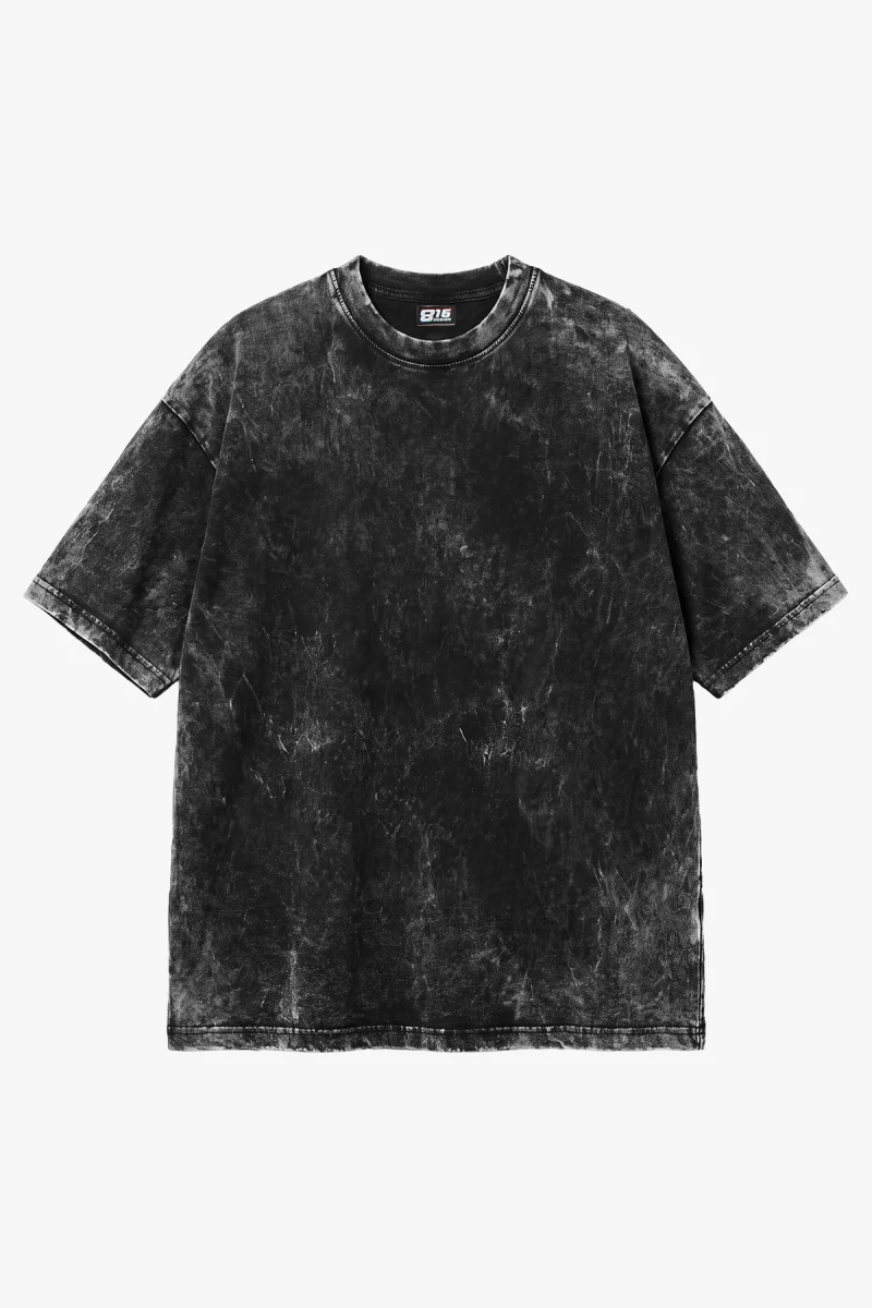 Yıkamalı Siyah Basic Oversize Unisex Tshirt