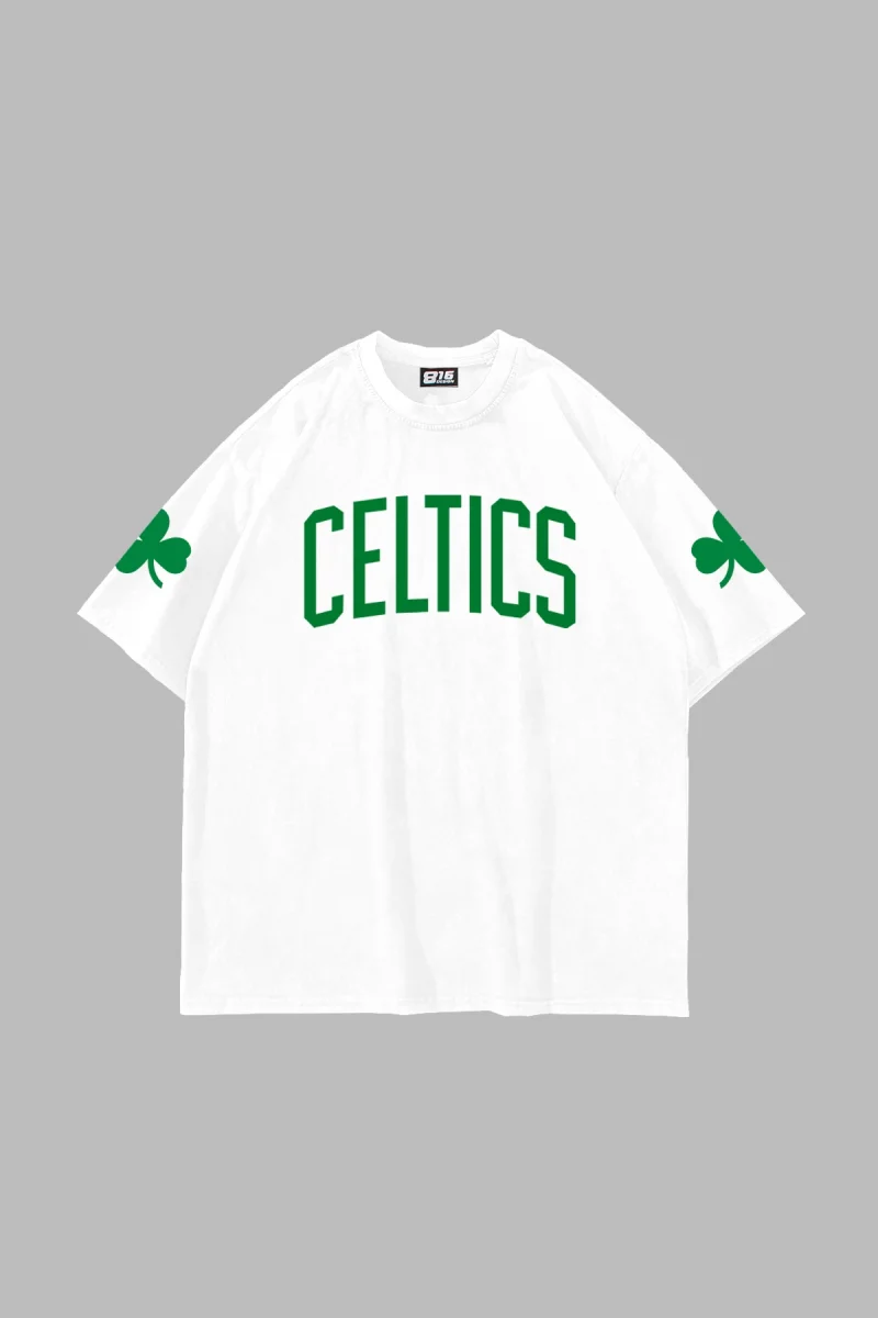 Yonca Baskılı Beyaz Oversize Unisex Tshirt