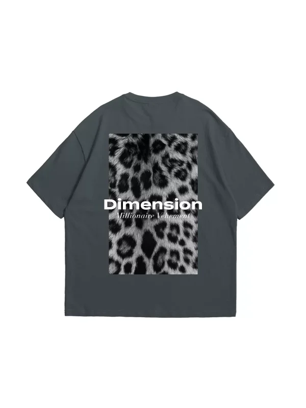 V2 Dimension Baskılı Hayvan Desenli 24/1 Oversize Unisex Antrasit Tshirt