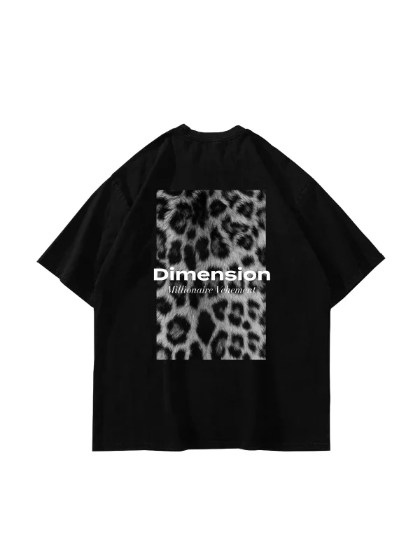 V2 Dimension Baskılı Hayvan Desenli 24/1 Oversize Unisex Siyah Tshirt