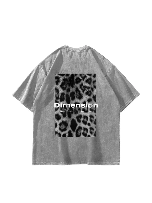 V2 Dimension Baskılı Hayvan Desenli 24/1 Oversize Unisex Yıkamalı Beyaz Tshirt