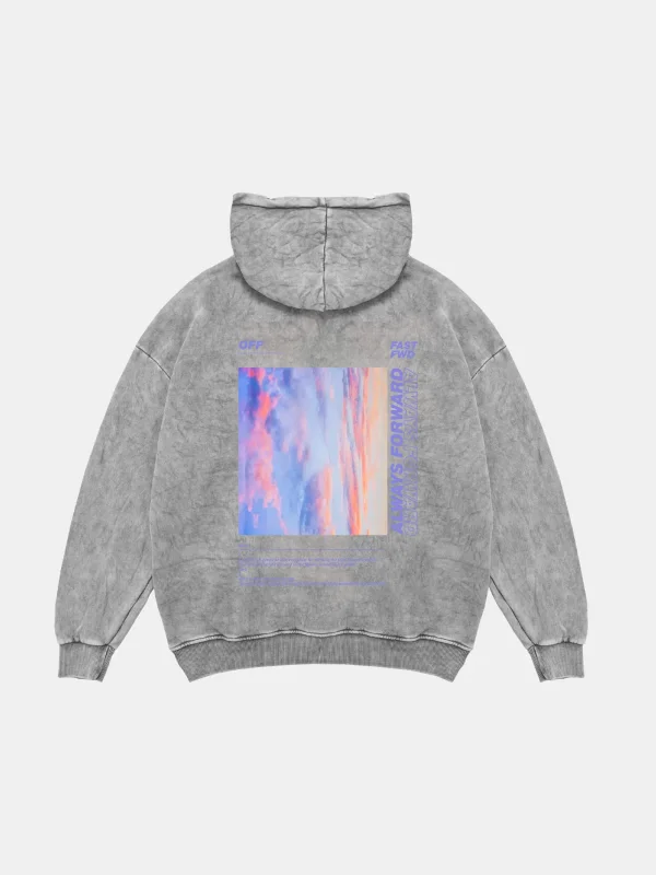 1989 Sırt Baskılı Oversize Unisex Premium Yıkamalı Beyaz Hoodie