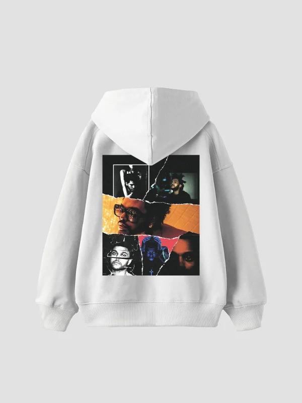 The Weeknd Baskılı Oversize Unisex Beyaz Hoodie