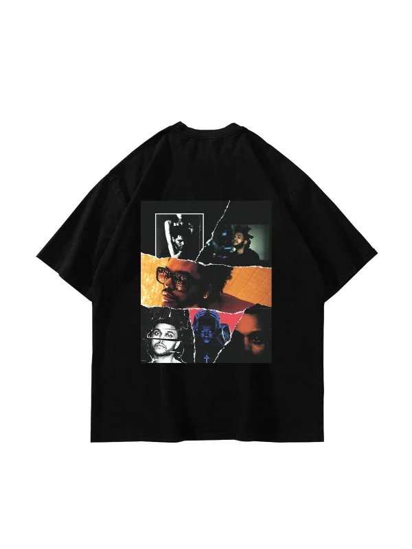 The Weeknd Baskılı Oversize Unisex Siyah Tshirt