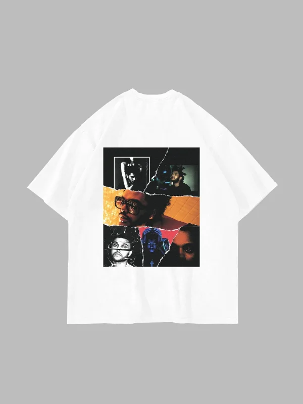 The Weeknd Baskılı Oversize Unisex Beyaz Tshirt