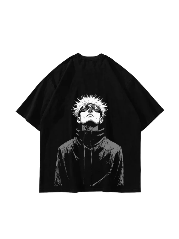 Satoru Gojo Baskılı Oversize Unisex Siyah Tshirt