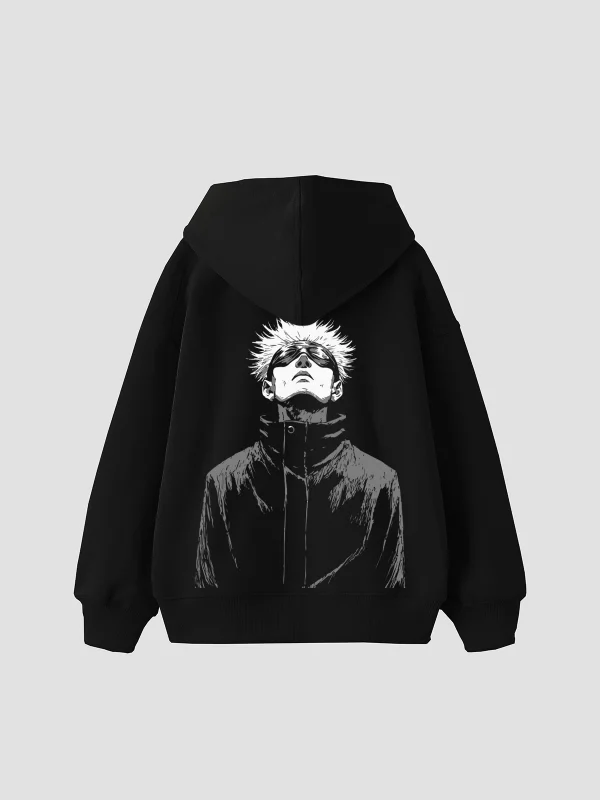 Satoru Gojo Baskılı Oversize Unisex Siyah Hoodie