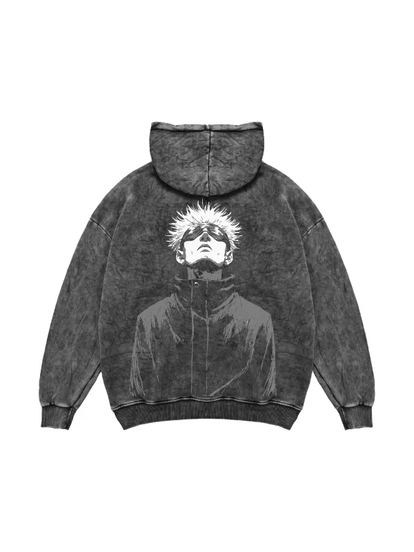 Satoru Gojo Baskılı Oversize Unisex Yıkamalı Siyah Hoodie