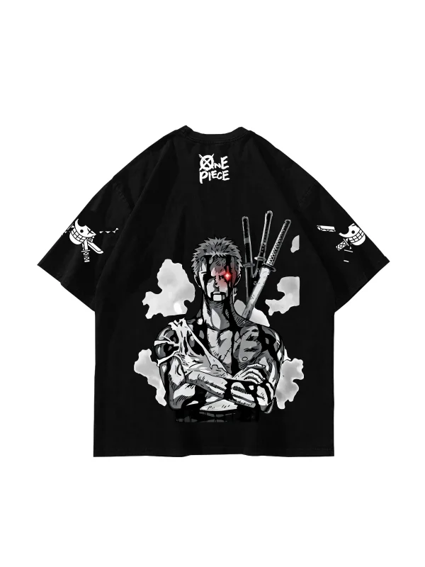Roronoa Zoro Baskılı Oversize Unisex Siyah Tshirt