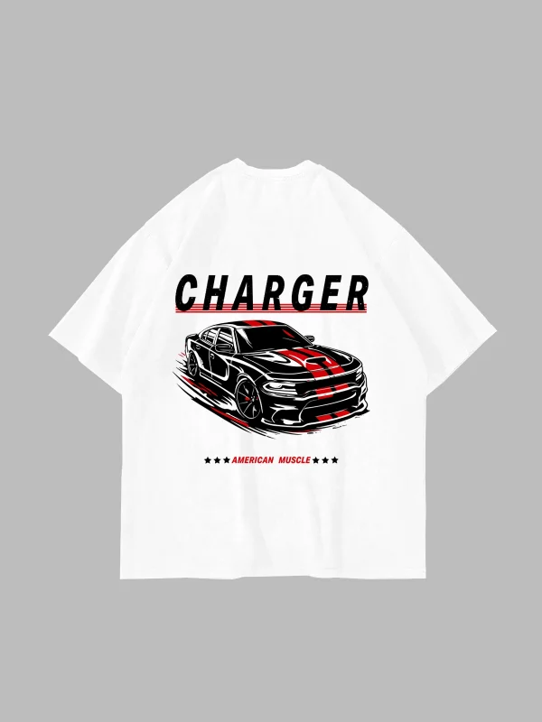 The Charger Legacy Baskılı Oversize Unisex Beyaz Tshirt