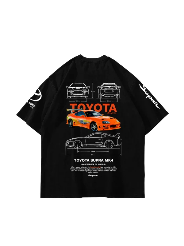 Masterpiece on Wheels Baskılı Oversize Unisex Siyah Tshirt