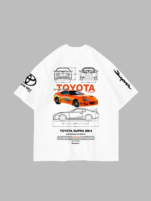 Masterpiece on Wheels Baskılı Oversize Unisex Beyaz Tshirt