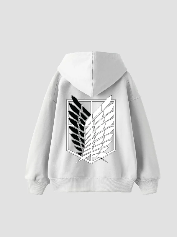 Wings of Freedom Baskılı Oversize Unisex Beyaz Hoodie