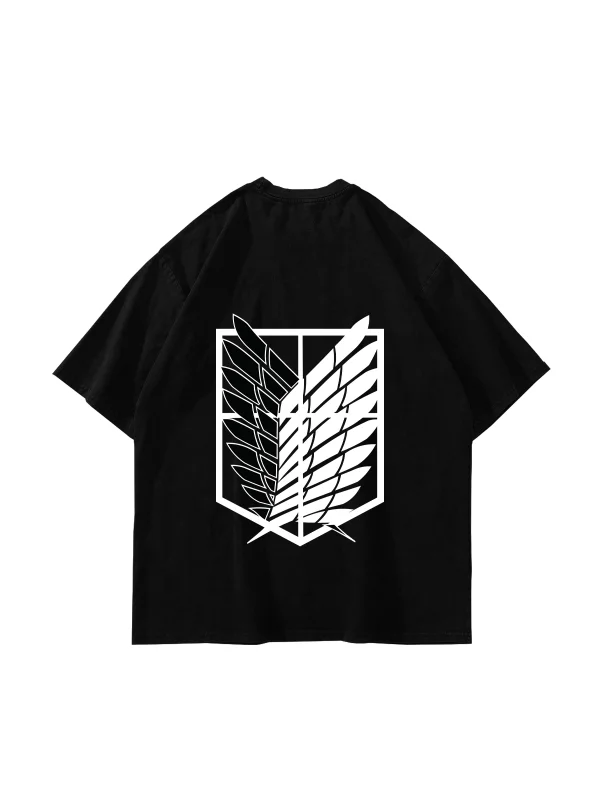 Wings of Freedom Baskılı Oversize Unisex Siyah Tshirt