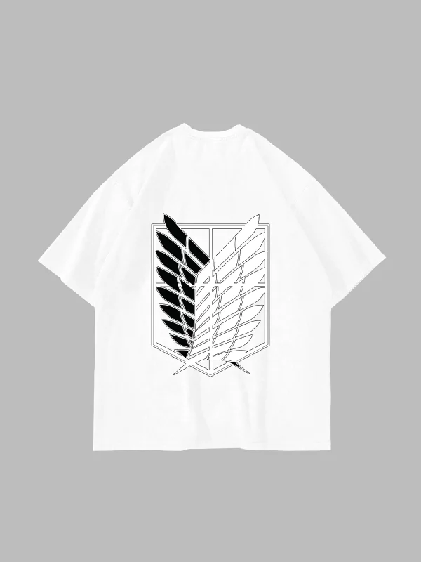 Wings of Freedom Baskılı Oversize Unisex Beyaz Tshirt