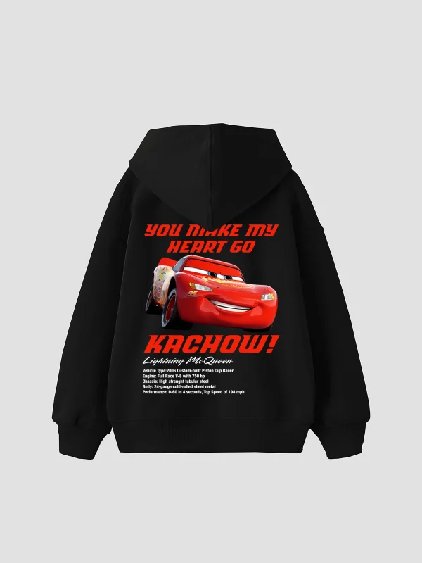 Mcqueen Baskılı Oversize Unisex Siyah Hoodie