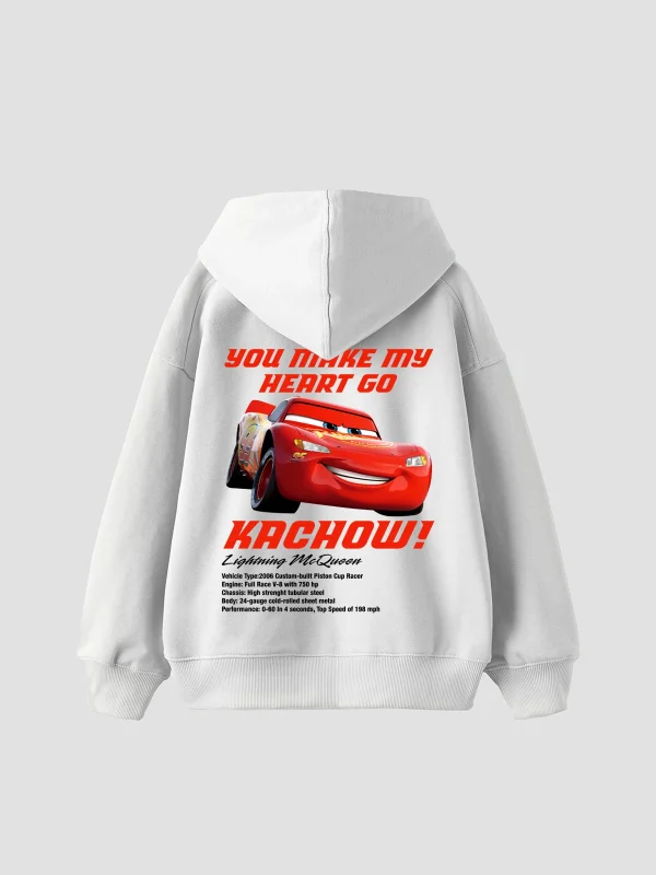 Mcqueen Baskılı Oversize Unisex Beyaz Hoodie