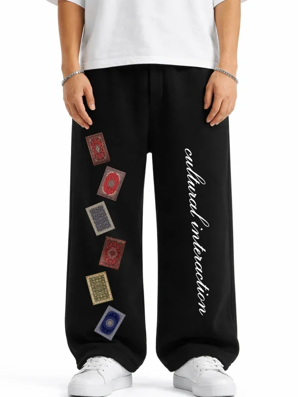 Premium Rugs Wide Leg Erkek Siyah Eşofman Altı