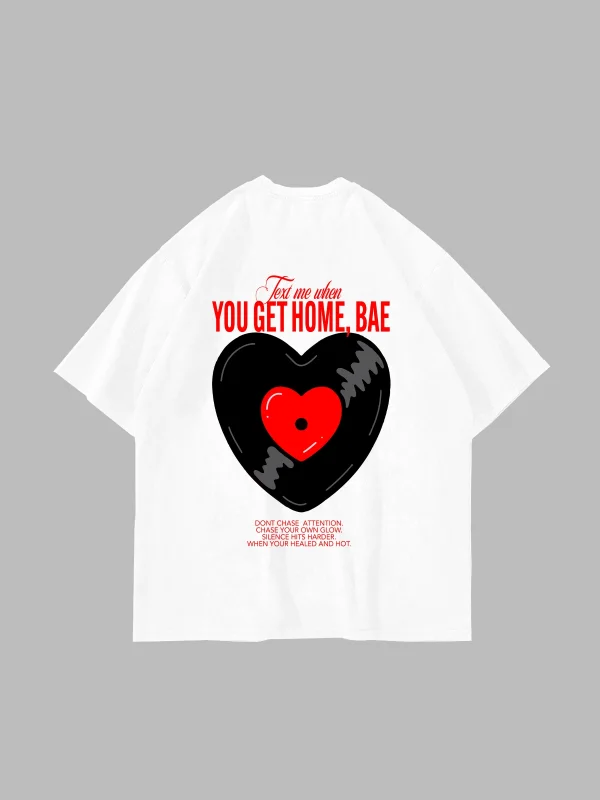 Text Me Baskılı Oversize Unisex Beyaz Tshirt