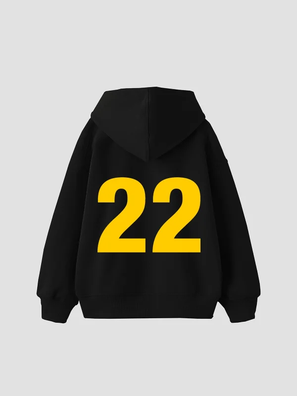Flawless22 Baskılı Oversize Unisex Siyah Hoodie