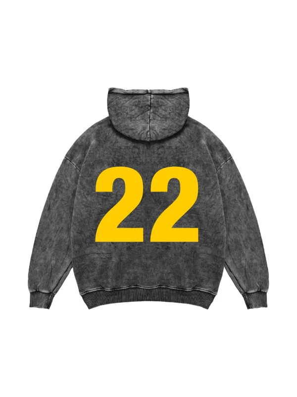 Flawless22 Baskılı Oversize Unisex Yıkamalı Siyah Hoodie