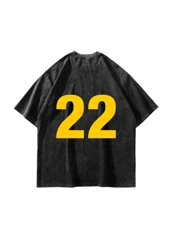 Flawless22 Baskılı Oversize Unisex Yıkamalı Siyah Tshirt