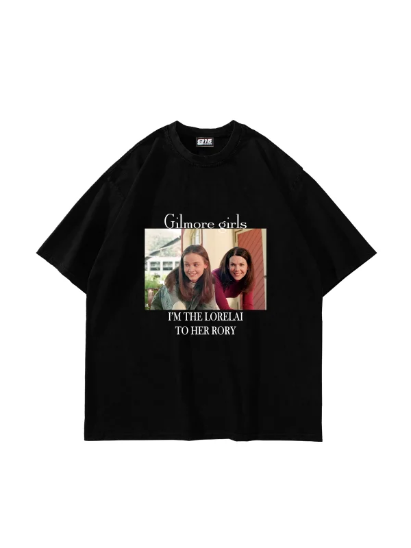 Gilmore Girls Baskılı Oversize Unisex Siyah Tshirt