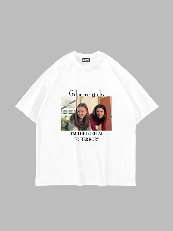 Gilmore Girls Baskılı Oversize Unisex Beyaz Tshirt