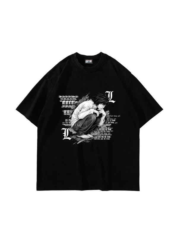 Death Note Baskılı Oversize Unisex Siyah Tshirt