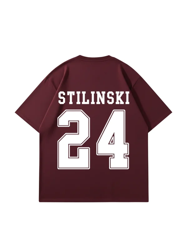 Stilinski Baskılı Oversize Unisex Bordo Tshirt