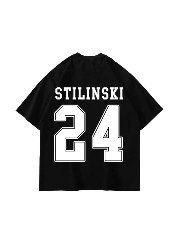 Stilinski Baskılı Oversize Unisex Siyah Tshirt