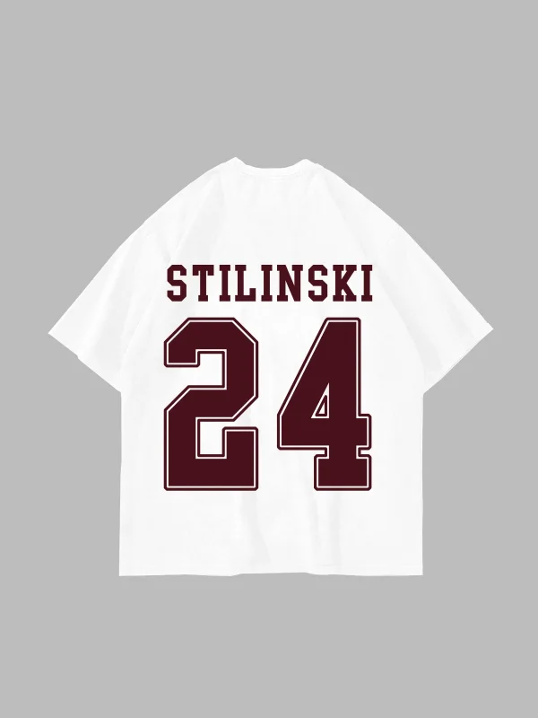 Stilinski Baskılı Oversize Unisex Beyaz Tshirt