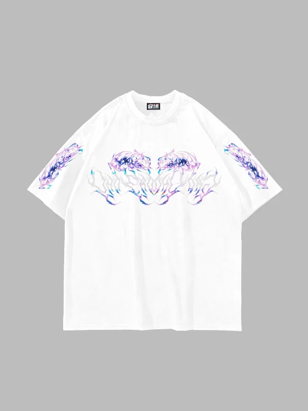 Eternal Text Baskılı Oversize Unisex Beyaz Tshirt