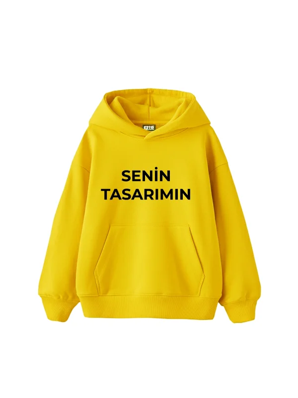 Özel Tasarım Basic Oversize Unisex Sarı Hoodie