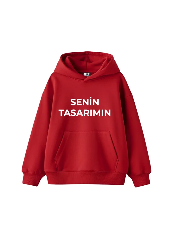 Özel Tasarım Basic Oversize Unisex Kırmızı Hoodie