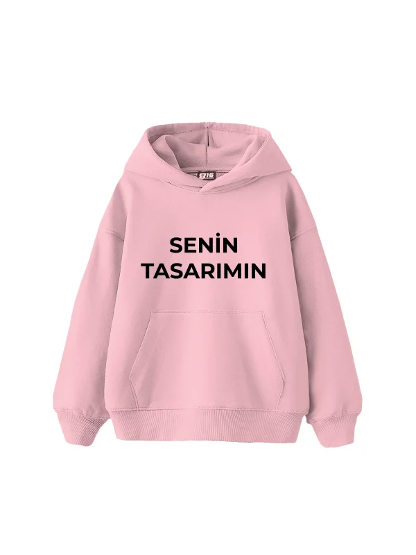 Özel Tasarım Basic Oversize Unisex Pembe Hoodie