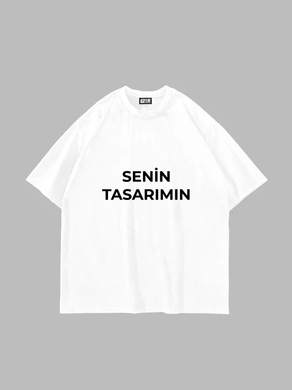 Özel Tasarım 816 Design Beyaz Basic Premium Oversize Tshirt
