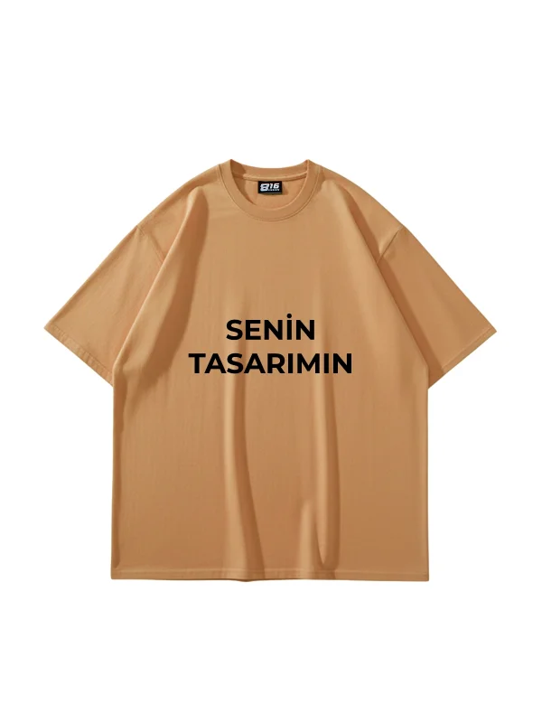 Özel Tasarım 816 Design Kahverengi Basic Premium Oversize Tshirt