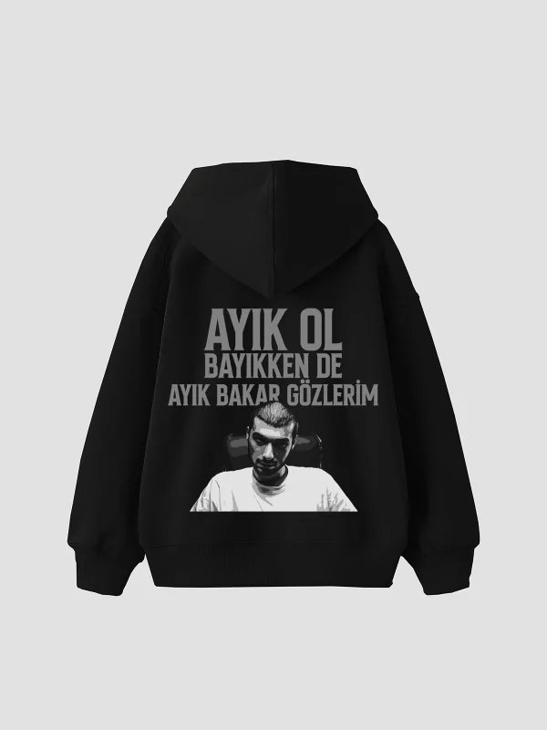 Sansar Salvo Baskılı Oversize Unisex Siyah Hoodie