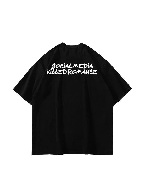 Killed Romance Baskılı Oversize Unisex Siyah Tshirt