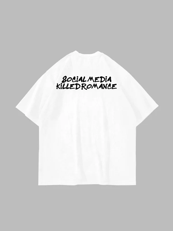 Killed Romance Baskılı Oversize Unisex Beyaz Tshirt