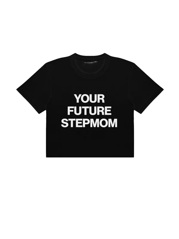 Your Future Stepmom Baskılı Siyah Crop Top