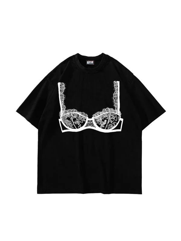 Bombshell Baskılı Oversize Unisex Siyah Tshirt