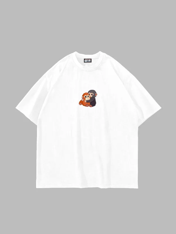 Baby Punch Baskılı Oversize Unisex Beyaz Tshirt